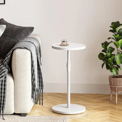 Image de Table d'appoint ronde, blanche, en bois, pour salon