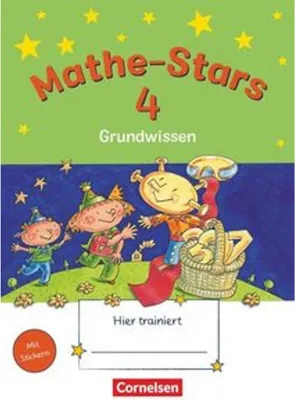 Cover of a children's math workbook with cartoon characters and stars.