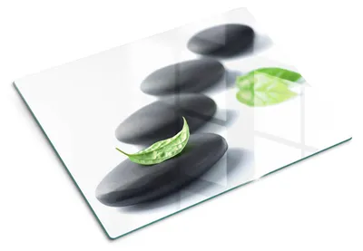 Imagen del producto de Tabla de cortar de vidrio - 40x30 cm - Tabla para la cocina - Vidrio templado - Protector para encimeras - Tabla para servir - Resistente al calor - Diseño de piedras