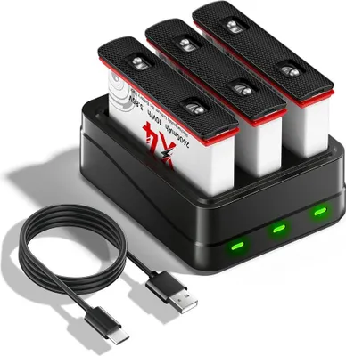 Image de Batterie, capacité 2600 mAh, chargeur 3 emplacements, 3 batteries, 1 chargeur