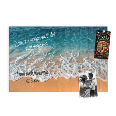 Produktbild von Magnettafel 60x40cm Pinnwand Whiteboard beschreibbar - Strand und Wellen