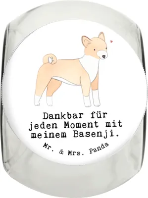 Produktbild von Mr. & Mrs. Panda Bonbonglas Basenji Moment L 870ml - Weiß - Geschenk, Dose, Kongo-Terrier, Vorratsglas, aufbewahrungsglas, Keksdose, Glasdose, Vorratsbehälter