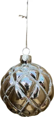 Productafbeelding van Kerstbal ruiten zilver 8 cm Uniplant