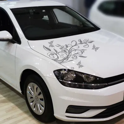 Produktbild von Aufkleber - Blumenranke Autoaufkleber + 3 Schmetterlinge 77cm x 50cm silber - Tuning Carystyling Heckscheibe Auto