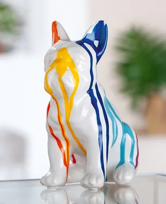 Produktbild von Gilde Figur, Bulldogge, "Colori", Keramik, weiß, VE 2, L. 10 cm, B. 15 cm, H. 19 cm 33210 4063387332108