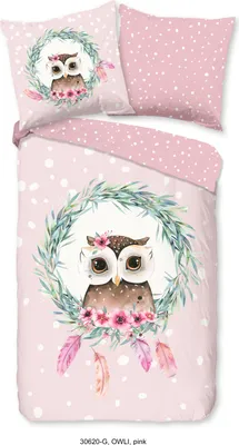 Produktbild von Duvet cover Good Morning 135x200 + 1* 80x80 cm - owl and federn