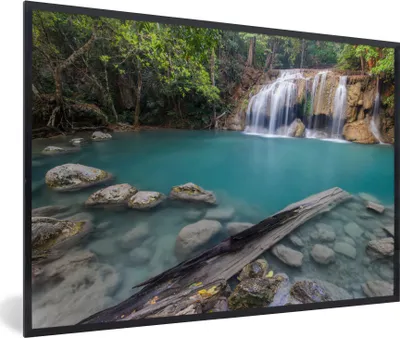 Produktbild von MuchoWow® MuchoWow® Gerahmtes Poster Wasserfälle im thailändischen Erawan-Nationalpark 60x40 cm - Poster mit zchwarzem Bilderrahmen - Printing - Wanddeko Schlafzimmer