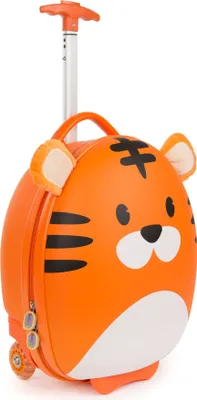 Produktbild von Boppi Tiny Trekker Leichter Kinderreisetrolley zum Ziehen mit Rädern in Handgepäckgröße (17 Liter Fassungsvermögen) - Tiger