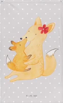 Produktbild von Mr. & Mrs. Panda Wandteppich Fuchs Mama - Grau Pastell - Geschenk, Schoß, Tapestry, Wandbehang, Muttertag, Tochter, Wandbild, Wandbanner, Mutter, Bildteppich