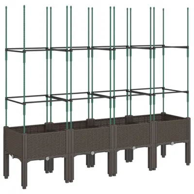 Obrázek produktu pro Zahradní truhlík s treláží hnědý 160 x 40 x 142,5 cm PP