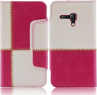 Produktbild von Samsung Galaxy S3 Mini (i8190) numia Bookstyle Nahtmuster Pink-Weiss