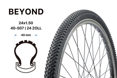 Produktbild von 24 Zoll Fahrrad Reifen Beyond 24x1.50 City Bike Trekking 40-507 Schwarz