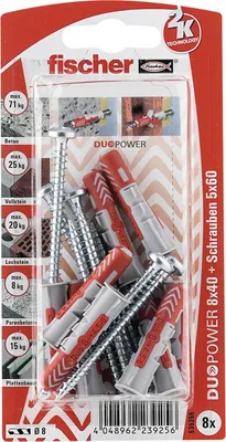 Produktbild von Fischer Dübel-Set Duopower 8.0 x 40 mm - 8 Stück