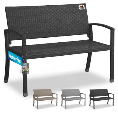 Productafbeelding van Polyrotan tuinbank, zwart, 122x58x87 cm