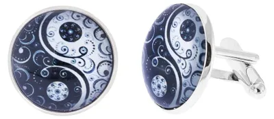 Image de Di Selentino - Boutons de manchette Yin et Yang (lot de 2) NA1090 (taille unique) (noir)