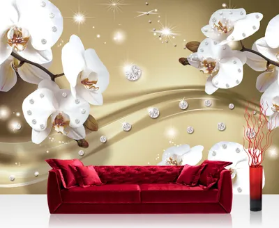 Obrázek produktu pro Netkaná fototapeta č. 0686 - 254X184 cm - 686 orchideje tapeta ornament orchidej diamanty květy béžová liwwing (R)