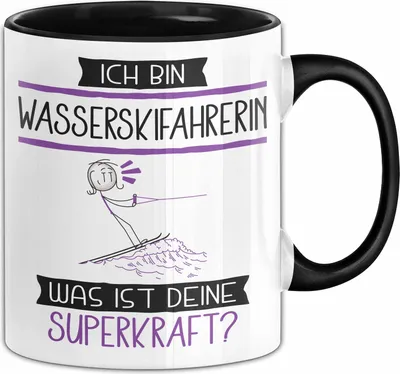 Produktbild von Wasserskifahrerin Geschenk Tasse Ich Bin Wasserskifahrerin Was Ist Deine Superkraft Geschenkidee Lustig Geburtstag Weihnachten (Schwarz)