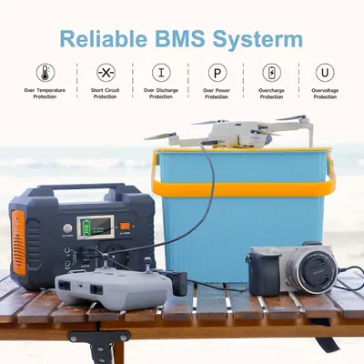 Produktbild von Tragbare Powerstation - E200 - 151Wh - 200W AC 230V EU - Solargenerator mit Solarpanel - DC 12V/10A - Li-Ion Akku