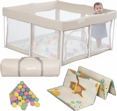 Immagine prodotto di Area giochi per neonati - Area giochi per bambini piccoli - Vasca con palline per bambini piccoli - Area giochi per bambini piccoli - Area giochi per bambini - Pieghevole, con borsa per il trasporto