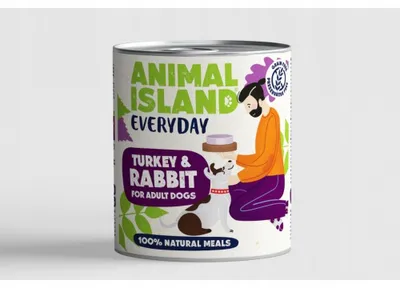 Obrázok produktu pre ANIMAL ISLAND Každodenné morčacie a králičie mäso - mokré krmivo pre psov - 800g