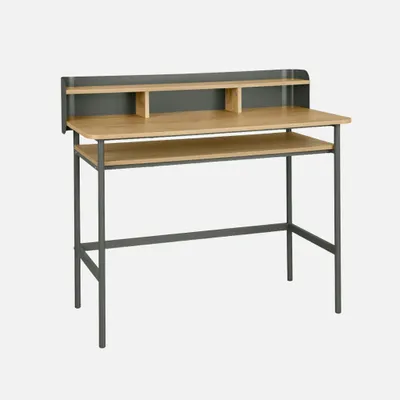 Produktbild von sweeek - Schreibtisch mit Metall, Holzdekor und 3 Nischen - Grün
