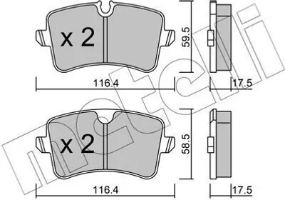 Produktbild von METELLI 22-0955-0 Bremsbeläge Satz Hinten Bremsklötze für AUDI A4 Avant (8K5, B8) A6 Avant (4G5, 4GD, C7) A6 Limousine (4G2, 4GC, C7) A7 Sportback