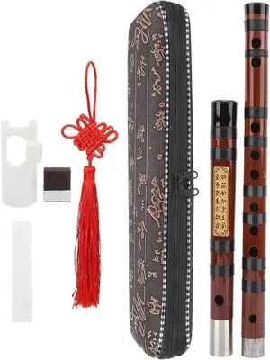 Produktbild von Kinderflöte aus Naturholz - 8 Jahre - Bittere Flöte - Chinesisches Dizi-Instrument mit Tragekoffer - Geeignet für Anfänger - Flöteninstrument mit Etui.