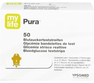 Obrázek produktu pro mylife Pura glukózové testovací proužky, 50 testovacích proužků