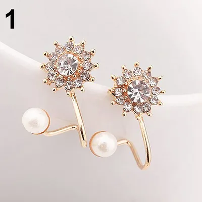 Produktbild von Damen-Ohrstecker, süße Kunstperle, Strass, Schneeflocke, Schmuck, Charm-Gold