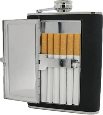 Obrázek produktu pro Kreativní kožená placatka z nerezové oceli na alkohol a cigarety.