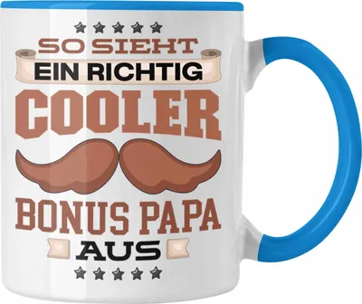 Produktbild von Trendation - Stiefvater Tasse Geschenk Stiefpapa Lustiger Spruch Geschenkidee Bonus Papa Vatertag So Sieht Ein Richtig Cooler (Blau)