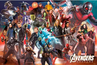Produktbild von Avengers - Poster - Endgame - Line Up + 1 Packung tesa Powerstrips® - Inhalt 20 Stück