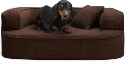 Produktbild von tierlando® Orthopädisches Hundesofa LOTTE VISCO PLUS Webstoff meliert Hundebett - Größe: 80x60cm | Farbe: 01 Braun