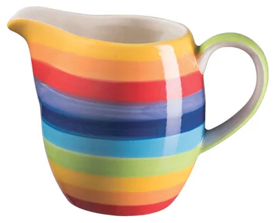 Handbemalte Keramik-Kanne, Regenbogenstreifen, 225 ml