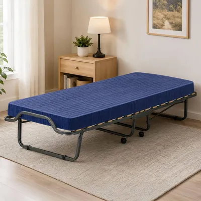 Immagine prodotto di Talamo Italia Letto Pieghevole Antonietto 80x190 cm Nero Jeans, Materasso Incluso Imbottito  Italy