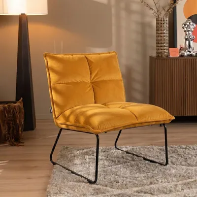 Produktbild von Bronx71 Samt Sessel Malaga modern ockergelb