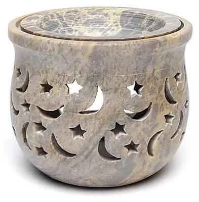 Produktbild von Weihrauch- und Ölbrenner, Sterne und Monde, Speckstein – 1500 g; 14 cm
