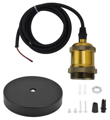 Hängelampe Retro-Stil, E27-Fassung, 150 cm Kabel, Aluminium, schwarz