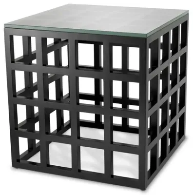 Produktbild von Casa Padrino Luxus Beistelltisch mit Glasplatte Schwarz H. 54,5 cm