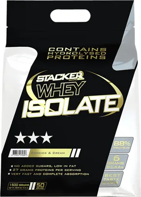 Produktbild von Stacker2 Whey Isolate (1500g) Cookies & Cream - Eiweiße - Molkenprotein-Isolat