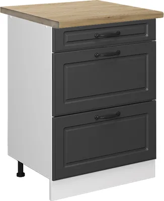 Produktbild von Küchenunterschrank Vicco R-Line Anthrazit Landhaus 60 cm mit Schubladen, AP Eiche, Model 46754