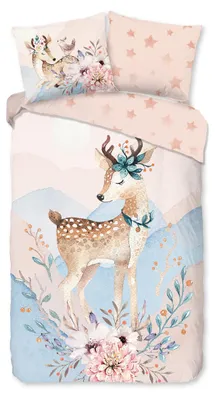 Productafbeelding van Good Morning Kinderdekbedovertrek "bambi" - Multi - (140x200/220 cm) - Katoen Flanel