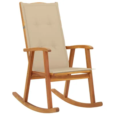 Image de Fauteuil à bascule avec coussins en bois massif d'acacia