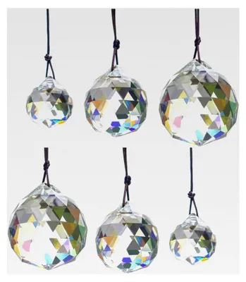 Produktbild von 6 Stück Kristall Sonnenfänger, Kristalle zum Aufhängen 20/30/40mm, Fensterdekoration, Kristall Regenbogen, Prisma Fenster Ornament