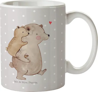 Produktbild von Mr. & Mrs. Panda Tasse Papa Bär - Grau Pastell - Geschenk, Vatertag, Kaffeebecher, Pott, Geburtstag, Teetasse, Kaffeetasse, Teepott