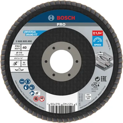 Produktbild von PRO X571 Fächerschleifscheibe, abgewinkelt, 115 mm, K40
