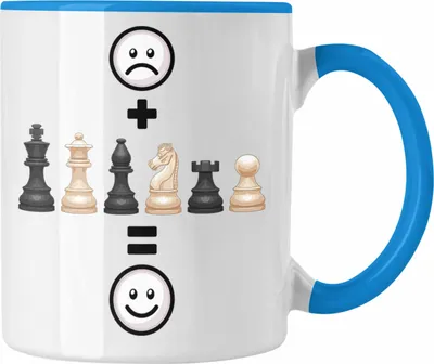 Produktbild von Trendation - Schach Tasse Geschenk für Schach-Spieler Geburtstag Lustige Geschenkidee :( + Schach = :) (Blau)