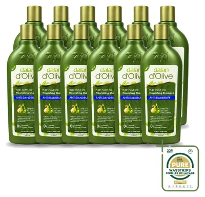 Immagine prodotto di 12 flaconi di shampoo anti-forfora Dalan d'oliva - Nutriente - 400 ml - Confezione risparmio - 12 pezzi
