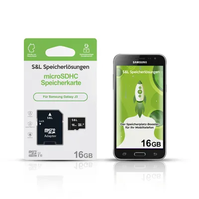 Produktbild von microSD Speicherkarte S&L für Samsung Galaxy J3 - Speicherkapazität: 16 GB