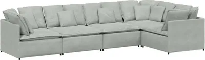 Zdjęcie produktu dla Sofa modułowa z poduszkami aksamitna jasnoszara